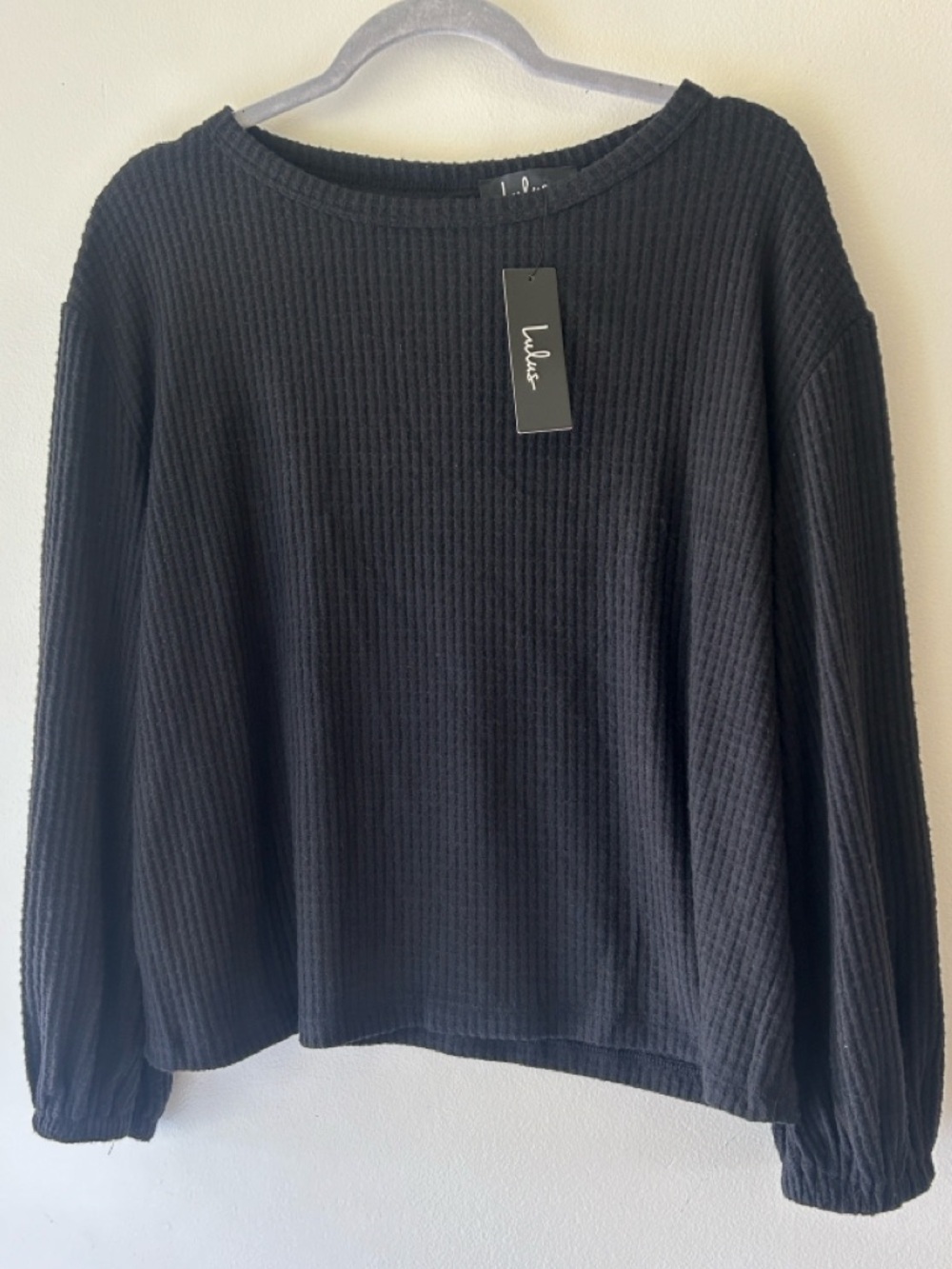 Lulu's Black Ribbed Square Neck Top - Picture 3 of 8